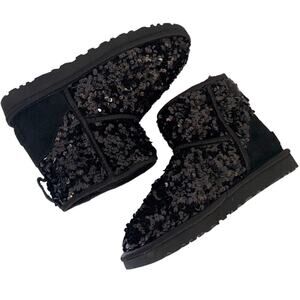 RARE UGG mini stellar chunky sequin classic ultra mini ankle boots black W 7